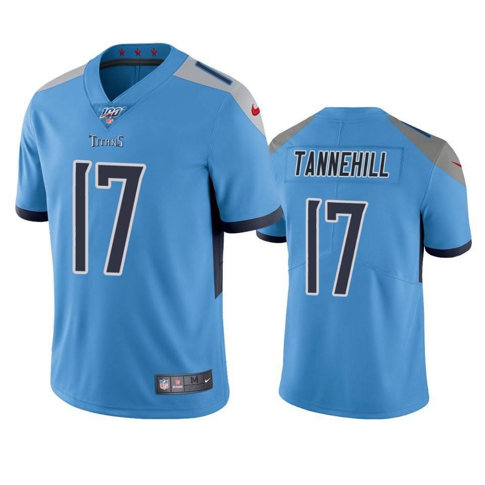Men Tennessee Titans #17 Ryan Tannehill Nike Light Blue 100th Vapor Limited NFL Jersey->tennessee titans->NFL Jersey